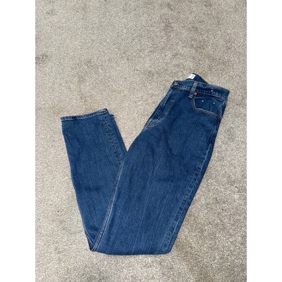 Abercrombie & Fitch Women's 90's Slim Straight Ultra High Rise Jeans Dark Blue 8 - Picture 7 of 8